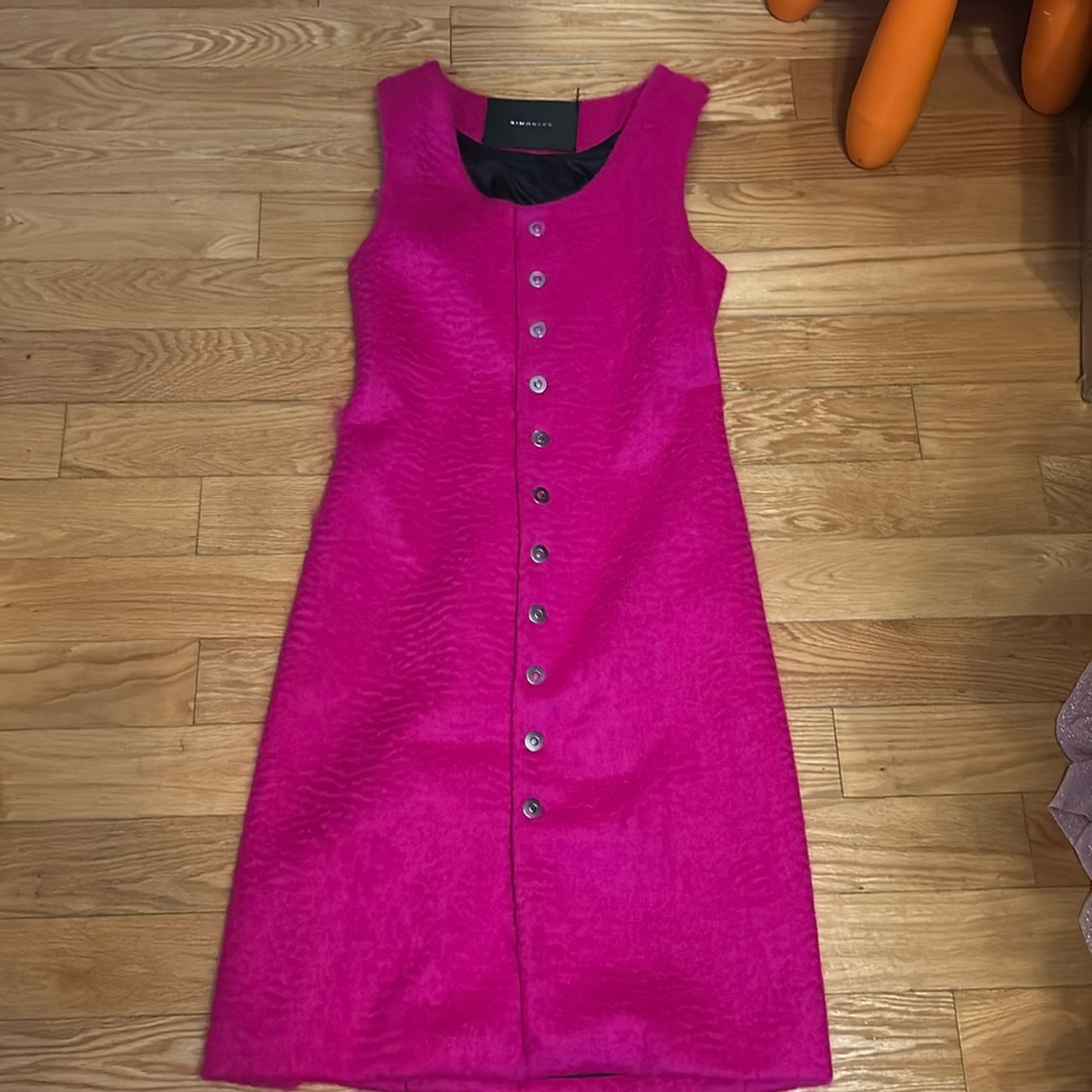 Ximonlee designer pink wool dress/ vest